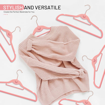 Velvet Stackable Hangers 30 Pack, STOPKLAS Pink Clothes Hangers Non Slip Felt Hangers with 360° Swivel Hook, Thin Hanger Space Saving, Heavy Duty Closet Hanger for Clothes, Coats, Suits, Dress, Pants