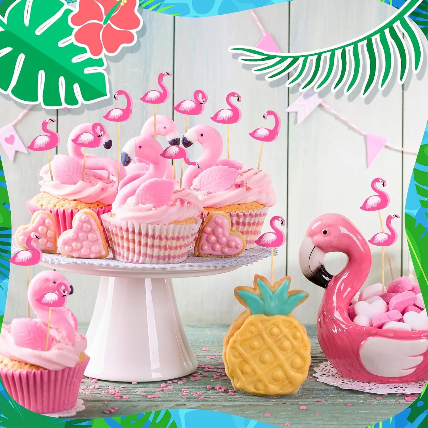 Flamingo Cocktail Picks, 600 Pcs 4.7 Inch Flamingo Style | Bamboo Toothpicks for Drinks Appetizers Pink Decorations Summer Beach Party Supplies