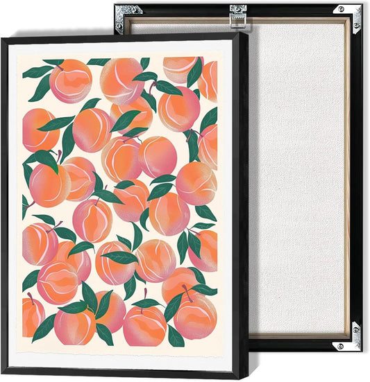 Fruit Market Peaches Poster Abstract Colorful Fruit Canvas Wall Art Fresh Peach Living Room Illustration Aesthetic Prints Painting For Home Bedroom Dorm Kitchen Wall Decor 12x16 in Unframed