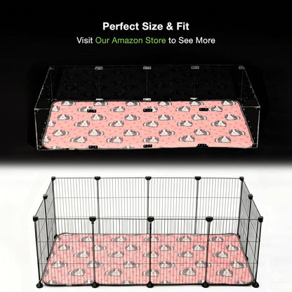 GuineaLoft™ Guinea Pig Cage Liner 2-Pack - Pink, 47" x 24" Reusable Washable Bedding, Absorbent & Waterproof Pee Pad for Model-A & C&C Cages, Rabbits, Dogs, Cats & Small Pets