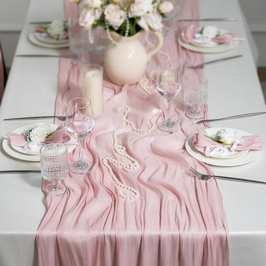 Leetaltree Dazzle Table Runner-Luxury Scarf Table Runner 120 Inch 10FT - Liquid Silk Shine, Elegant Gift Set with Card for Wedding, Christmas, Baby Shower,Holiday & Home Decor (Pink, 1 Pack)