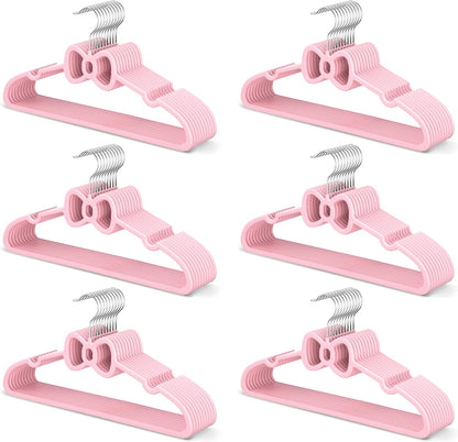 15.5 Inch Kids Butterfly Bow Hangers 60 Pack, Durable Big Kid Hangers for Youth, Teen and Petite Woman, Plastic Kids Hanger, Cute Childrens Hanger for Closet, Pink