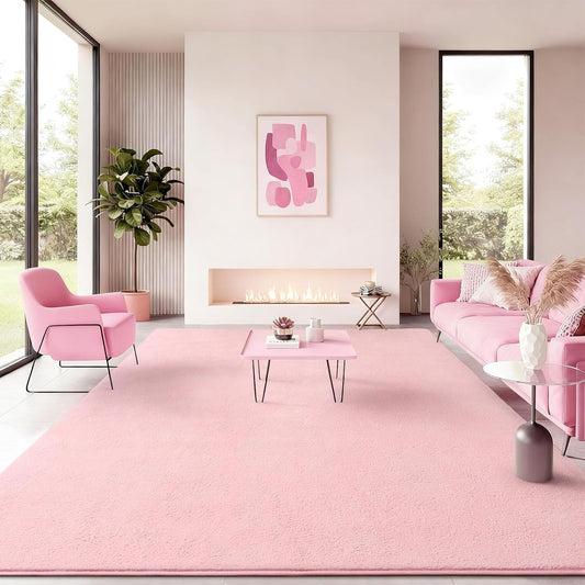 Soft Rugs for Living Room 5x7 Pink, Minimalist Area Rug for Bedroom Nursery Dining Table Dorm, Throw Rugs for Girls Kids Room Indoor Floor Carpets