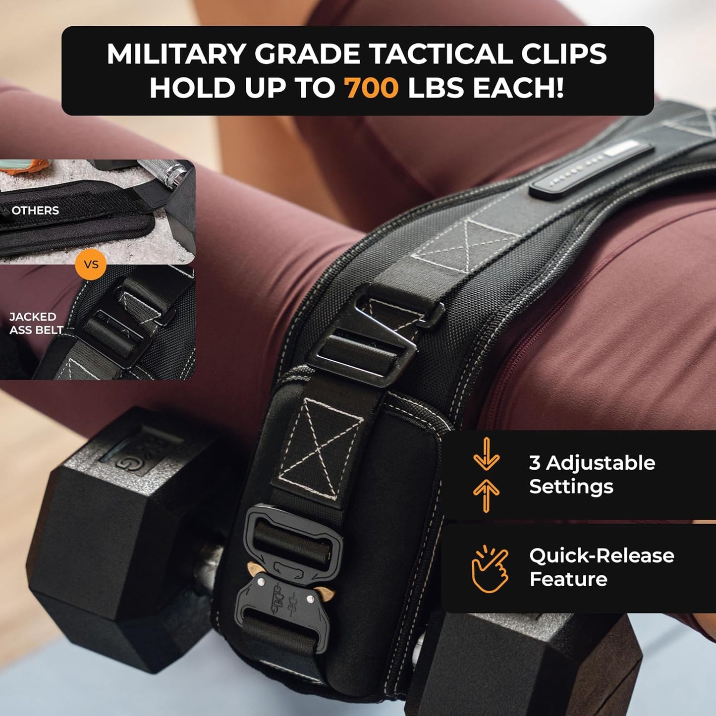 Premium Hip Thrust Belt for Dumbbells & Kettlebells (Patent-Pending) Booty Belt - Heavy Duty Glute Training System for Home Gym, Fast Setup for Progressive Overload Without Barbell or Rack