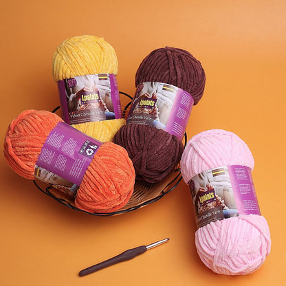 Baby Blanket Yarn for Crocheting Soft - 3 Pack of 100g/3.5oz Chunky Chenille Yarn for Knitting Blankets Amigurumi - #6 Super Bulky - 261 Yards Thick Plush Yarns (3, Pale Pink)