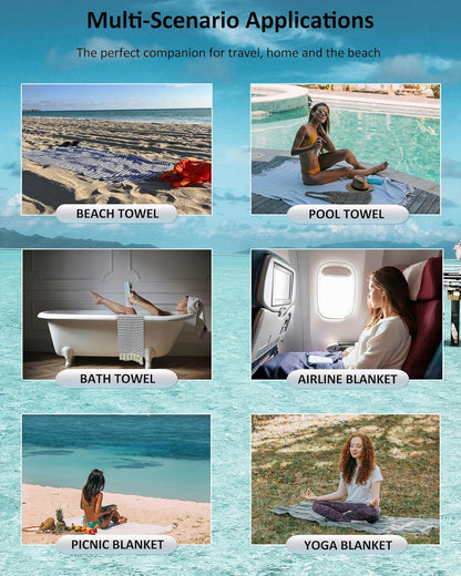 cabanana Turkish Beach Towel Oversized - 40"x70" Quick Dry Sand Free Thin Pool Towel for Adults, Extra Large Cotton Lightweight Travel Towel (Light Pink)