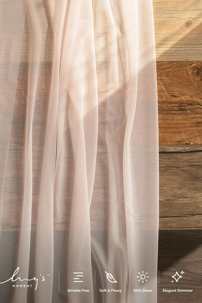 Ling's Moment 14Ft Blush Table Runner, Wedding Sheer Chiffon Table Runners | Silver Sparkle Dusty Pink, Rustic Boho Wedding Decor, Bridal Shower, Wedding Sweetheart Table Decor