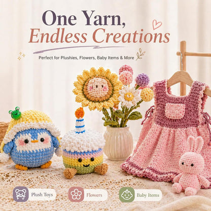 Skinny Chenille Yarn for Crocheting - 6 Pack of 50g/158yd (948yd Total) - Soft Matte Thin Chenille CYC #2 - Fine Weight Baby Yarn for Plush Toys, Baby Blankets & Small Crafts(Soft Pink)