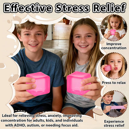 Ice Cube Squishy Stress Ball,1.98"*1.98" Medium Squishy Cube Fidget Toy, Ice Cube Pieces Silent Nice Square Shape Anxiety Sensory Squishy Fidget Toy Slow Rise, Classroom Prizes, Calming Kids(Pink)