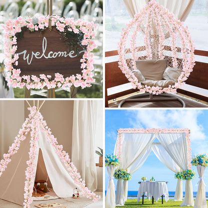 6PC 35.4FT Cherry Blossom Flowers Garland for Spring Decoration Artificial Pink Flower Garland Silk Sakura Vines Hanging for Wedding Party Valentine Japanese Home Decor