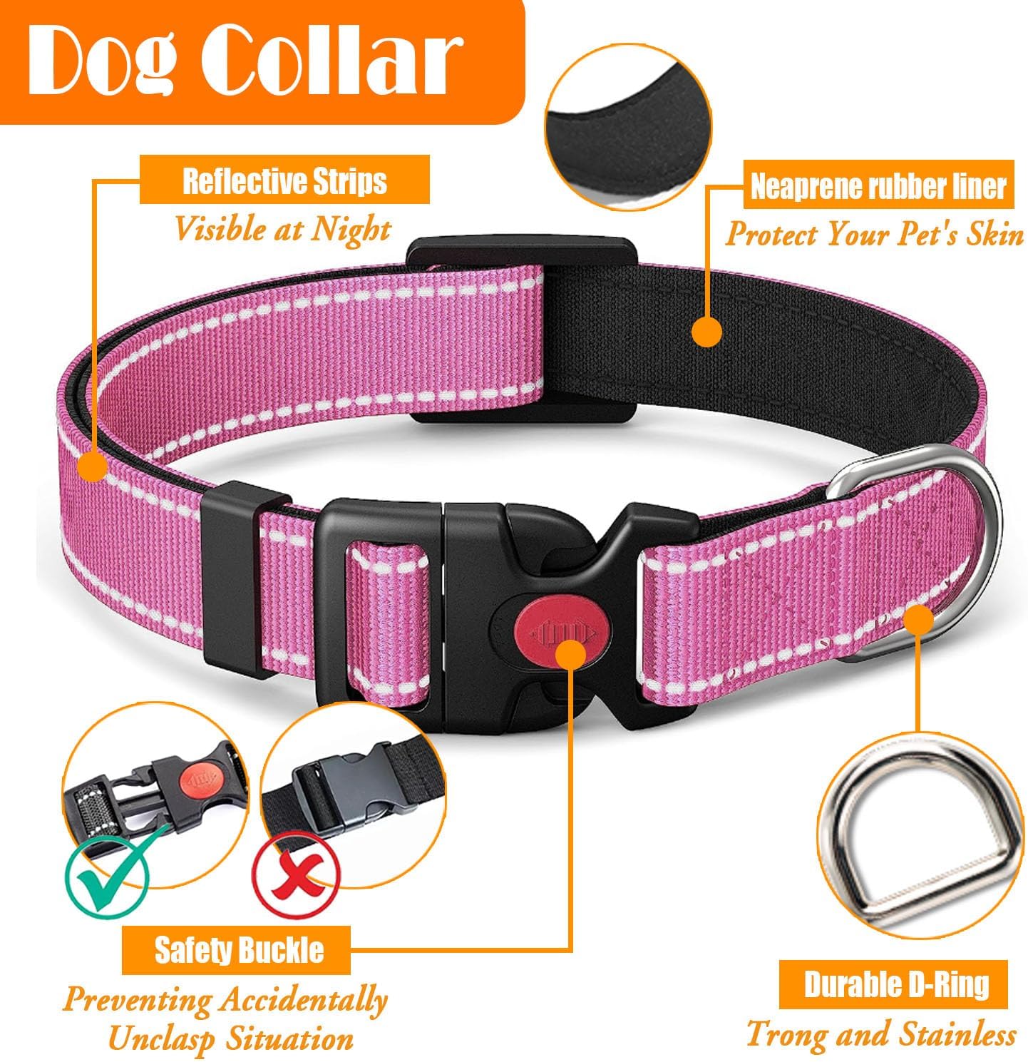 LOBEVE No Pull Dog Harness, Collar & Leash Set | Includes Dog Seat Belt, Collapsible Bowls & Poop Bag Dispenser. Ideal for Training, Walking, Hiking. Fits Small to Large Dogs(Pink-L)