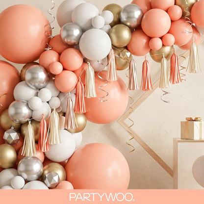 PartyWoo Peach Balloons 140pcs Different Sizes of 18 12 10 5 Inch Light Orange Blush Pink Latex Balloon Arch Kit for Wedding Bridal Shower Baby Shower Birthday Party Decorations Orange-Y21