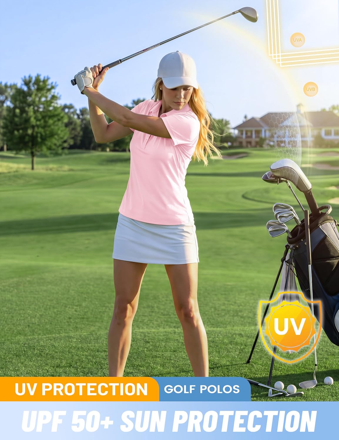 TACVASEN Women's Golf Polo Shirts Short Sleeve UPF 50+ Sun Protection Golf Shirts for Women Quick Dry Collared Polos
