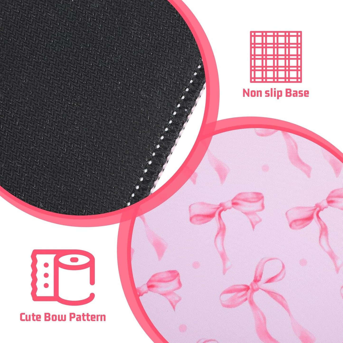Thinp Bow Mouse Pad, 10 x 8 Inch Square Computer Mouse Pad Small Mouses Pads with Non-Slip Rubber Base Cute Kawaii Mouses Pads Washable Mouse-Mat for Laptop Home Office Gaming Working (Pink)