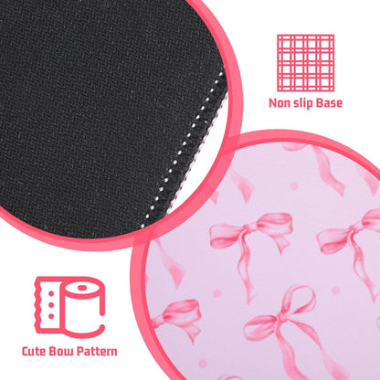 Thinp Bow Mouse Pad, 10 x 8 Inch Square Computer Mouse Pad Small Mouses Pads with Non-Slip Rubber Base Cute Kawaii Mouses Pads Washable Mouse-Mat for Laptop Home Office Gaming Working (Pink)