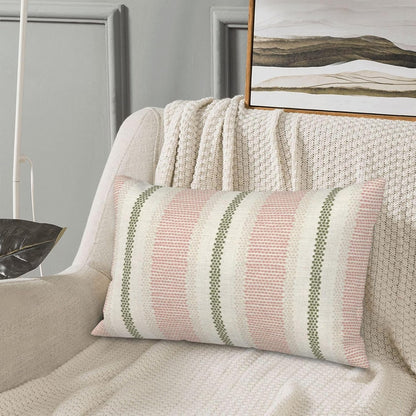 Boho Pillow Covers 12x20 Set of 2 Sage Green Pink Stripe Polka Dot Throw Pillow Covers Outdoor Decoration Modern Abstract Decorative Pillowcase Farmhouse Linen Lumbar Cushion Case for Home Sofa