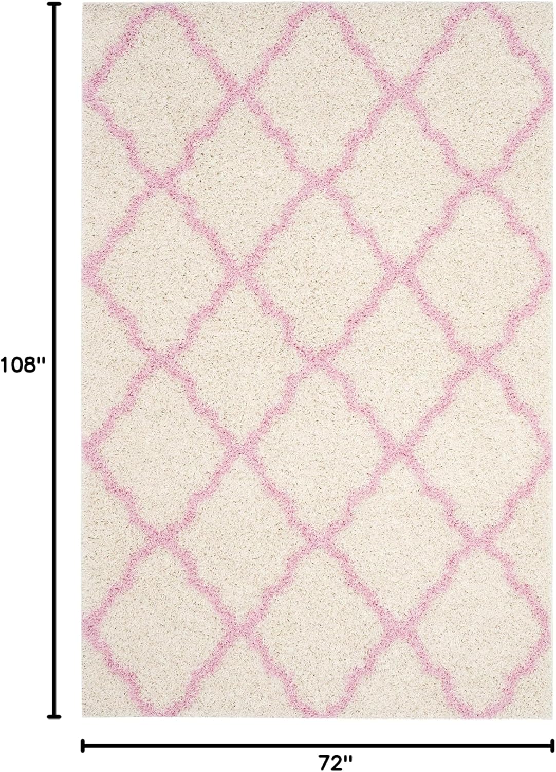 SAFAVIEH Dallas Shag Collection Area Rug - 6' x 9', Ivory & Light Pink, Trellis Design, Non-Shedding & Easy Care, 1.5-inch Thick Ideal for High Traffic Areas in Living Room, Bedroom (SGD257P)
