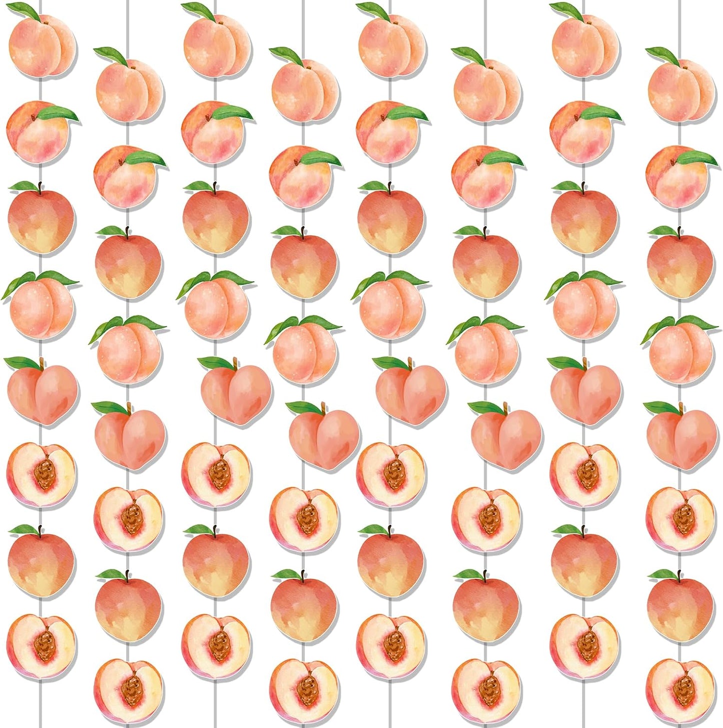 Peach Birthday Party Supplies 8PCS Peach Garlands Sweet as a Peach Decorations Fruit Theme Paper Hanging Garland Banners for Sweet Little is on The Way Baby Shower Wedding Decor
