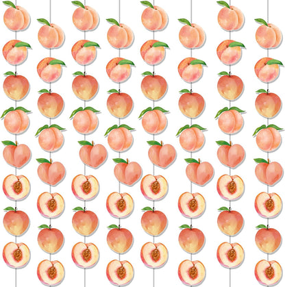 Peach Birthday Party Supplies 8PCS Peach Garlands Sweet as a Peach Decorations Fruit Theme Paper Hanging Garland Banners for Sweet Little is on The Way Baby Shower Wedding Decor