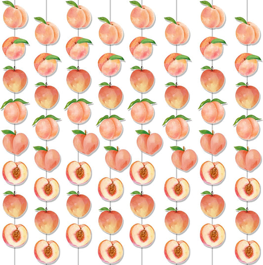 Peach Birthday Party Supplies 8PCS Peach Garlands Sweet as a Peach Decorations Fruit Theme Paper Hanging Garland Banners for Sweet Little is on The Way Baby Shower Wedding Decor