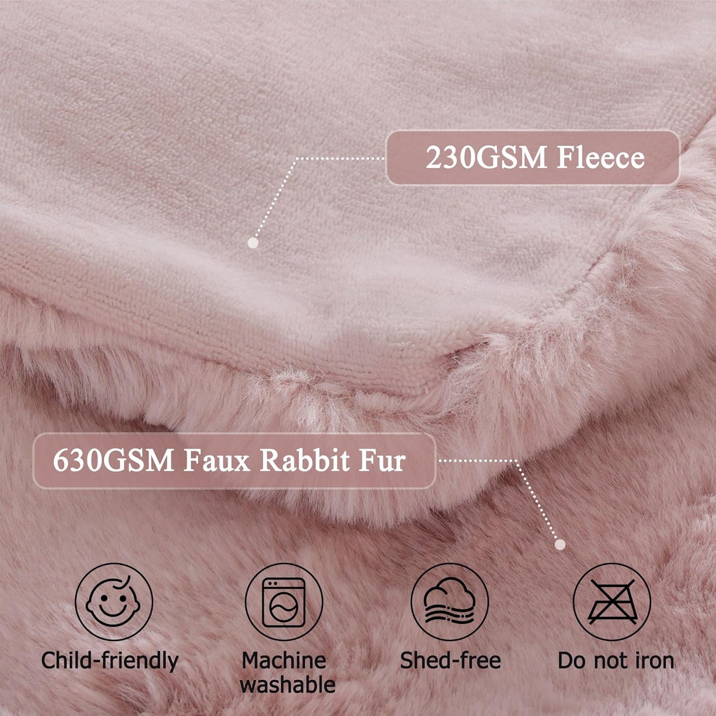 Cozy Fluffy Plush Faux Fur Blanket Pink 50x60 Inch Super Soft Fuzzy Thick Throw Blanket for Sofa Couch Bed