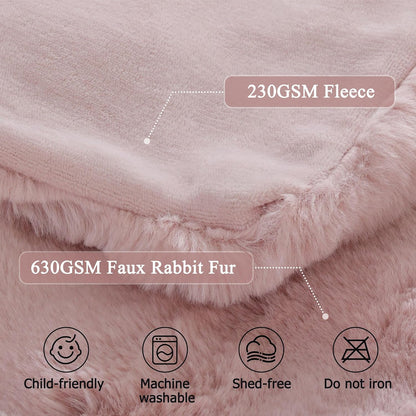 Cozy Fluffy Plush Faux Fur Blanket Pink 50x60 Inch Super Soft Fuzzy Thick Throw Blanket for Sofa Couch Bed
