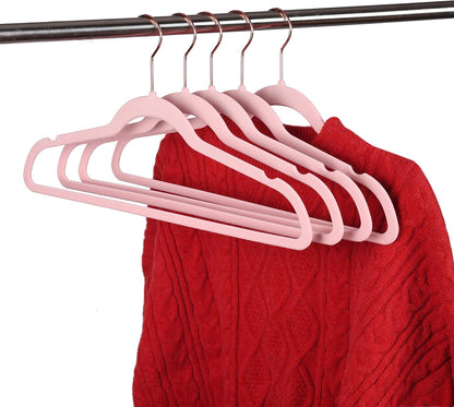 Premium Blush Pink Velvet Hangers (Pack of 50) Heavyduty - Non Slip - Copper/Rose Gold Hooks,Space Saving Clothes Hangers