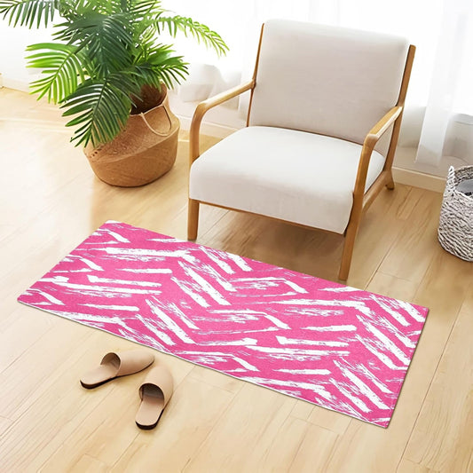 Bath Mat, Soft Absorbent Non Slip Bath Rug, Abstract Pink Stripe Bath Mats for Bathroom, Living Room Bedroom Home Mat Floor, Dry Quickly, Machine Washable 20 x 39 Inch