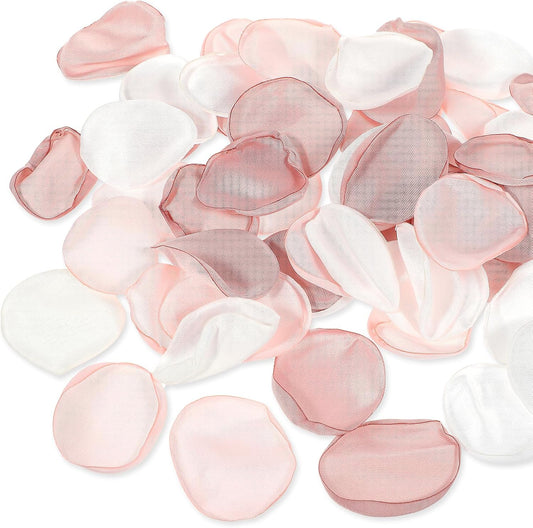 Oruola 200pcs Flower Petals for Flower Girl,Rose Petals for Wedding,Silk Pink Rose Petals and White Flower Petals for Wedding Bridal Shower Decor Aisle Scatter Dinner Table Party Decor,3 Color