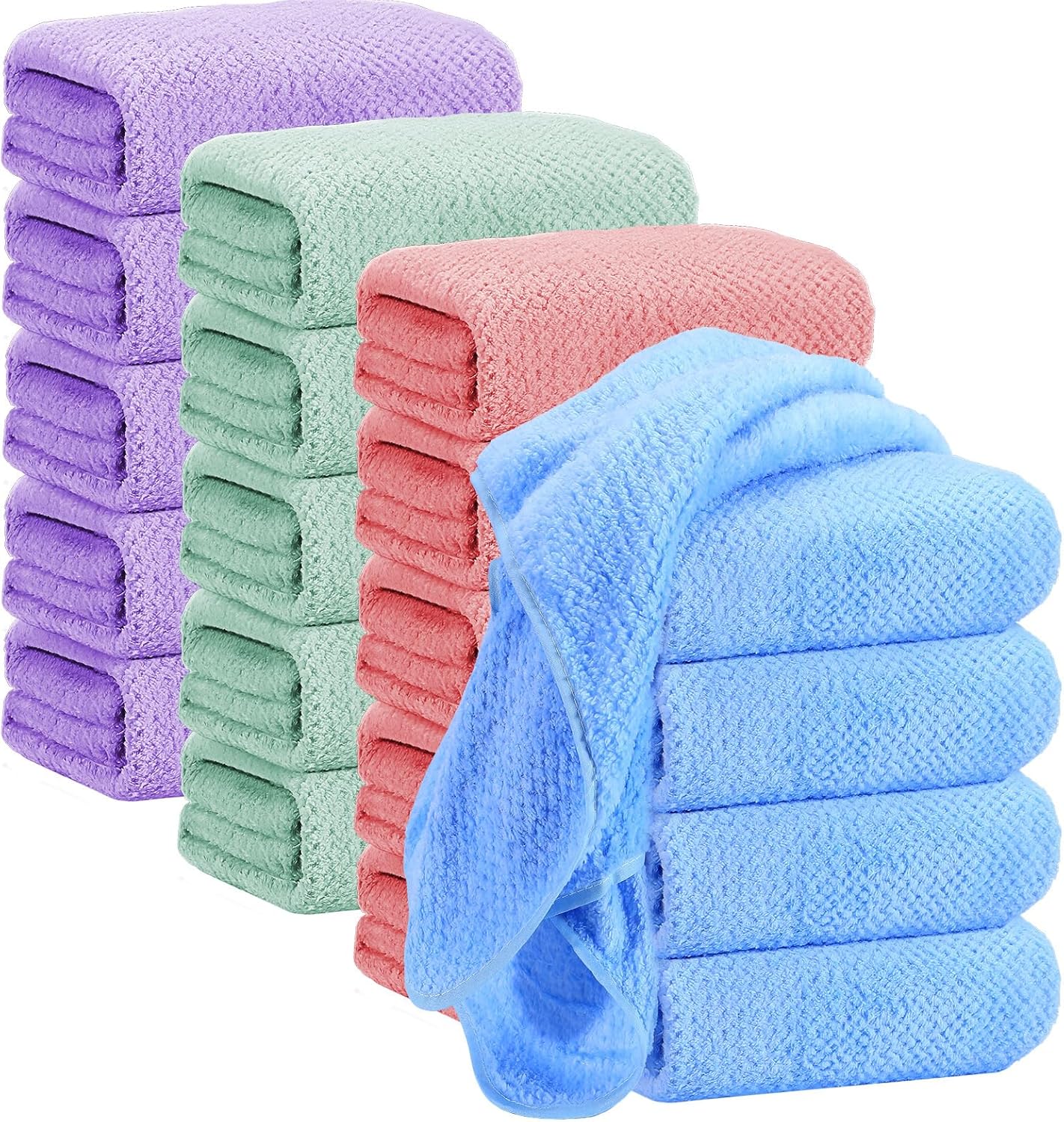 Newwiee 20 Pack Bulk Bath Towels Set, Large Quick Dry Bath Towels 55" x 28" for Spa, Gym, Salon, Hotel and Rental Use(Pink, Green, Blue, Purple)
