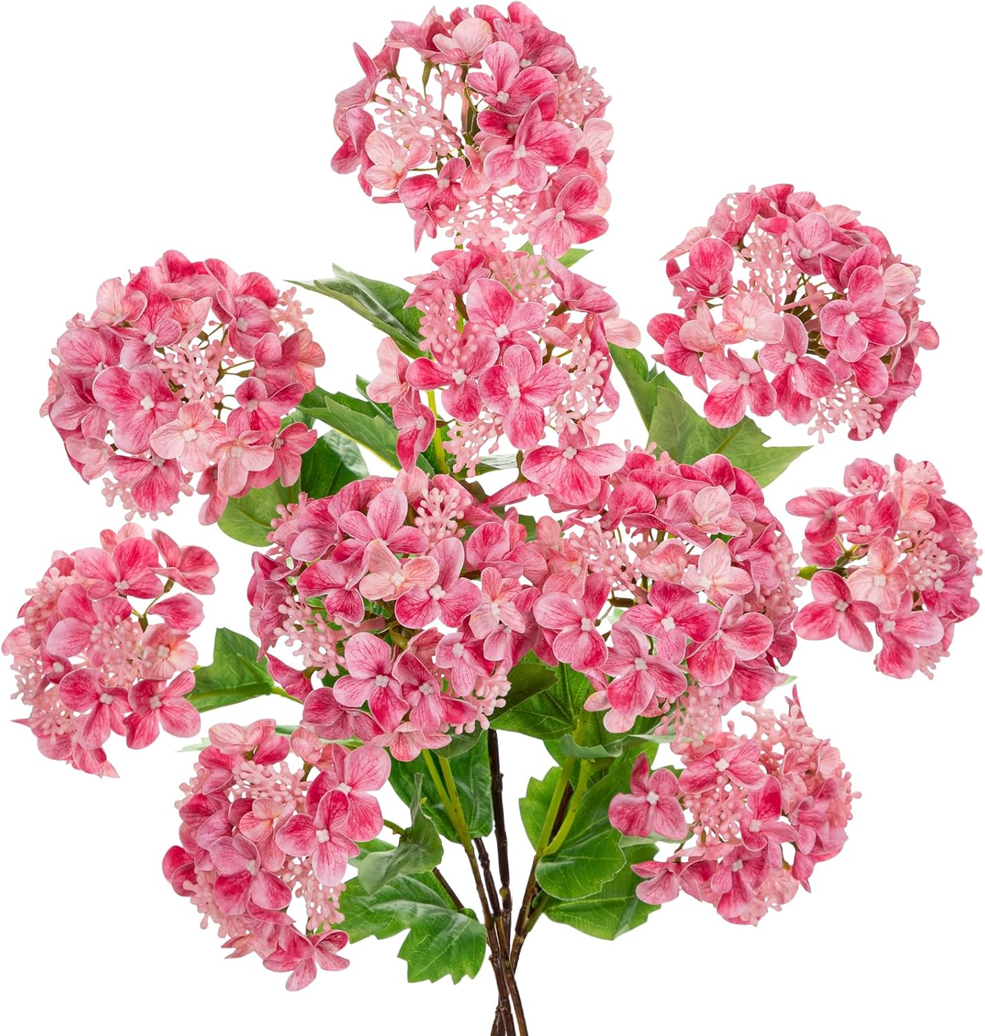 Real Touch Hydrangea Artificial Flowers 19” Tall Artificial Hydrangea Flowers Double-Headed Faux Hydrangeas, Pink Hydrangeas, Realistic Silk Hydrangea for Home Decor Weddings Arrangements-5 Branches