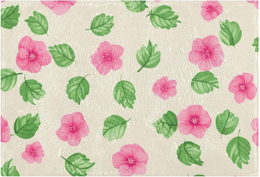 Soft Pink Flowers Bathroom Rug, Non Slip Dry Quickly Bath Mat, Absorbent Soft Bath Rug, Home Decor Accessories, 24"x16"
