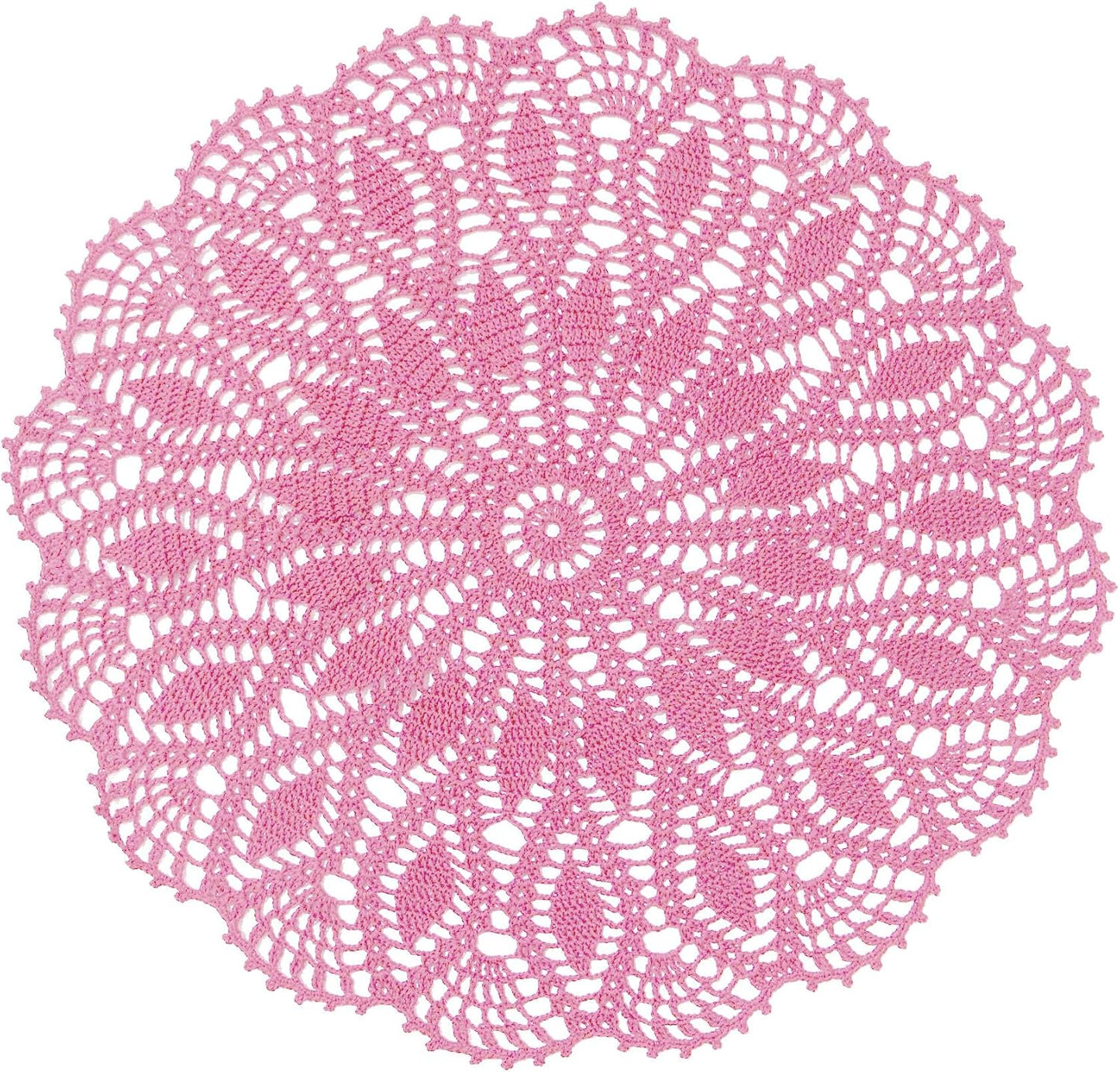 SUNONE11HKA 22 Inch Table Placemat Kitchen Round Decor Doily Washable Tablecloth Doilies (Pink)