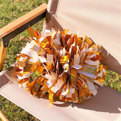 Shining Cheer Pom Poms 3pcs Colorful Laser Cheerleading Pom Poms with Baton Handle for Team Spirit Sports Dance Cheering