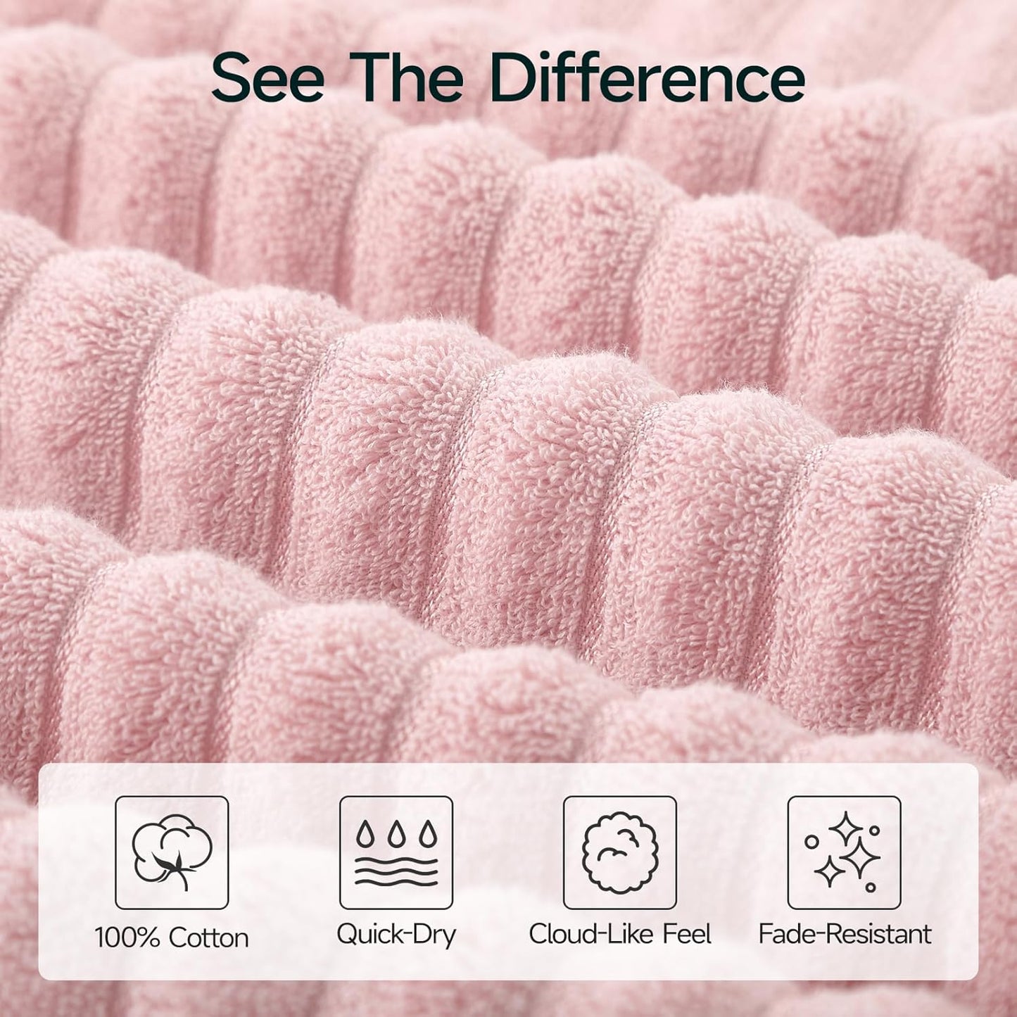 REDKISS 2Pack Large Bath Towels 31×63 inches, 100% Cotton, Super Soft and Absorbent, Quick-Dry Towels, Perfect for Bathroom,Plush Shower Towels-Pink