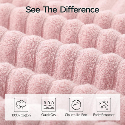 REDKISS 2Pack Large Bath Towels 31×63 inches, 100% Cotton, Super Soft and Absorbent, Quick-Dry Towels, Perfect for Bathroom,Plush Shower Towels-Pink