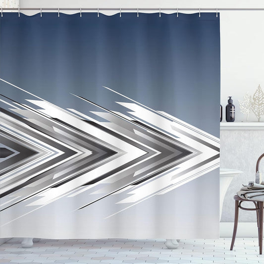 Ambesonne Arrow Shower Curtain, Futuristic Modern Geometric Chevron Style in Order Digital Design Art Print, Cloth Fabric Bathroom Decor Set with Hooks, 69" W x 70" L, Pale Peach