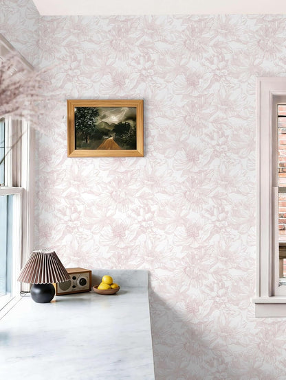 Dimoon 78.7"x17.3" Peel and Stick Wallpaper Floral Contact Paper Boho White Pink Flower Wallpaper Removable Wall Paper Self Adhesive Modern Contactpaper for Cabinets Drawers Bedroom Thicken Vinyl