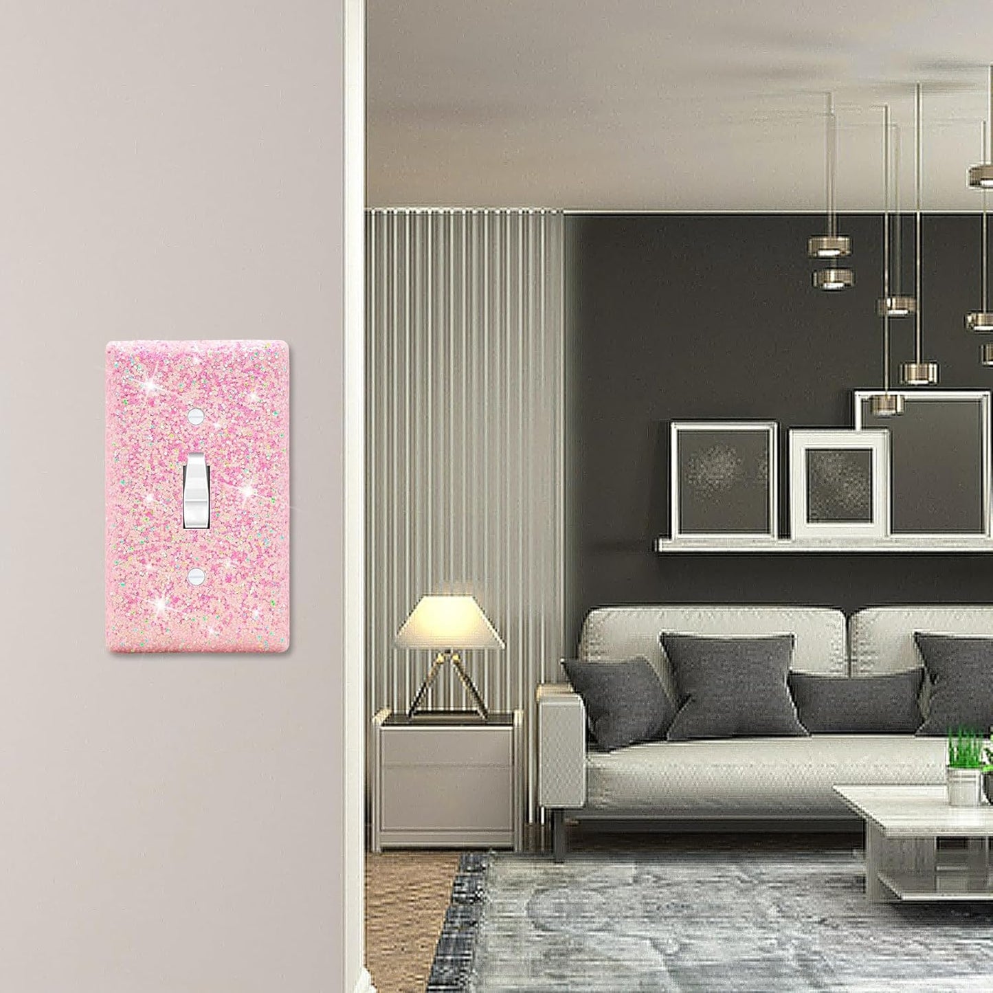 Dengduoduo Wall Plates Light Switch Cover Decorative Outlet Covers, Shiny Glitter Bling Wall Plate Cover Wall Plate Single Gang Toggle for Kitchen Bedroom Living Room Home Decor