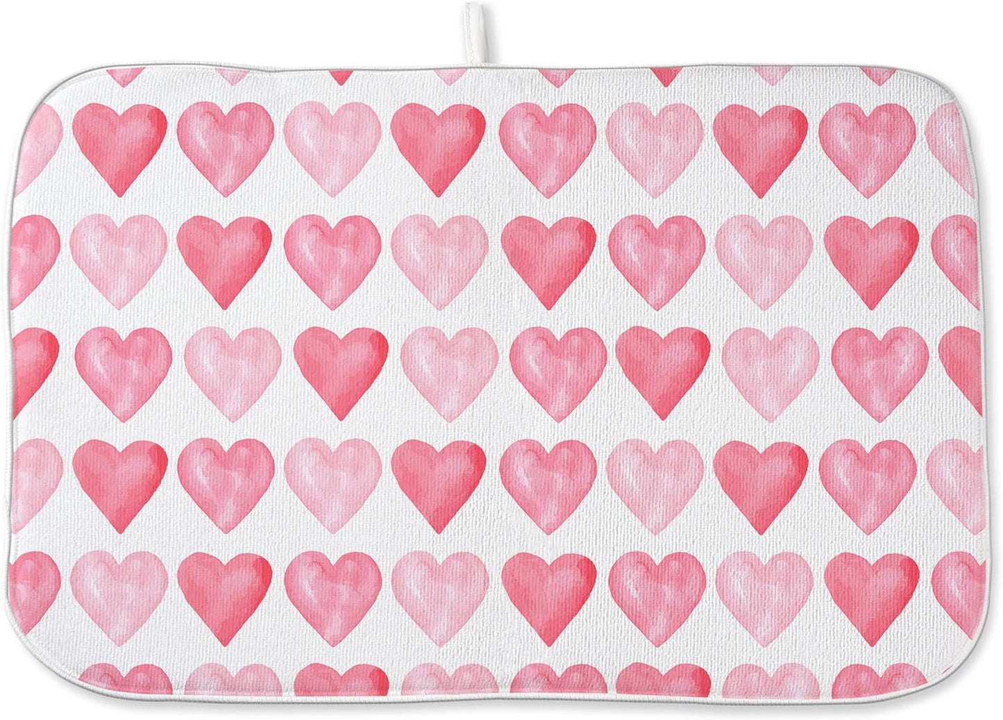 Valentines Day Dish Drying Mats 18x24 Inch Love Pink Heart Drying Mats Anniversary Mother's Day Holiday Valentines Decorations Absorbent Drying Dish Mats for Kitchen Dining Room Counter Decor