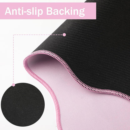 Sabary Scalloped Desk Mat Keyboard Mouse Pad Set Pink Large Cute Aesthetic Preppy Table mat Keyboard Wrist Rest Mouse Pad with Wrist Rest Coaster Ergonomic Non-Slip Waterproof Gaming Desk