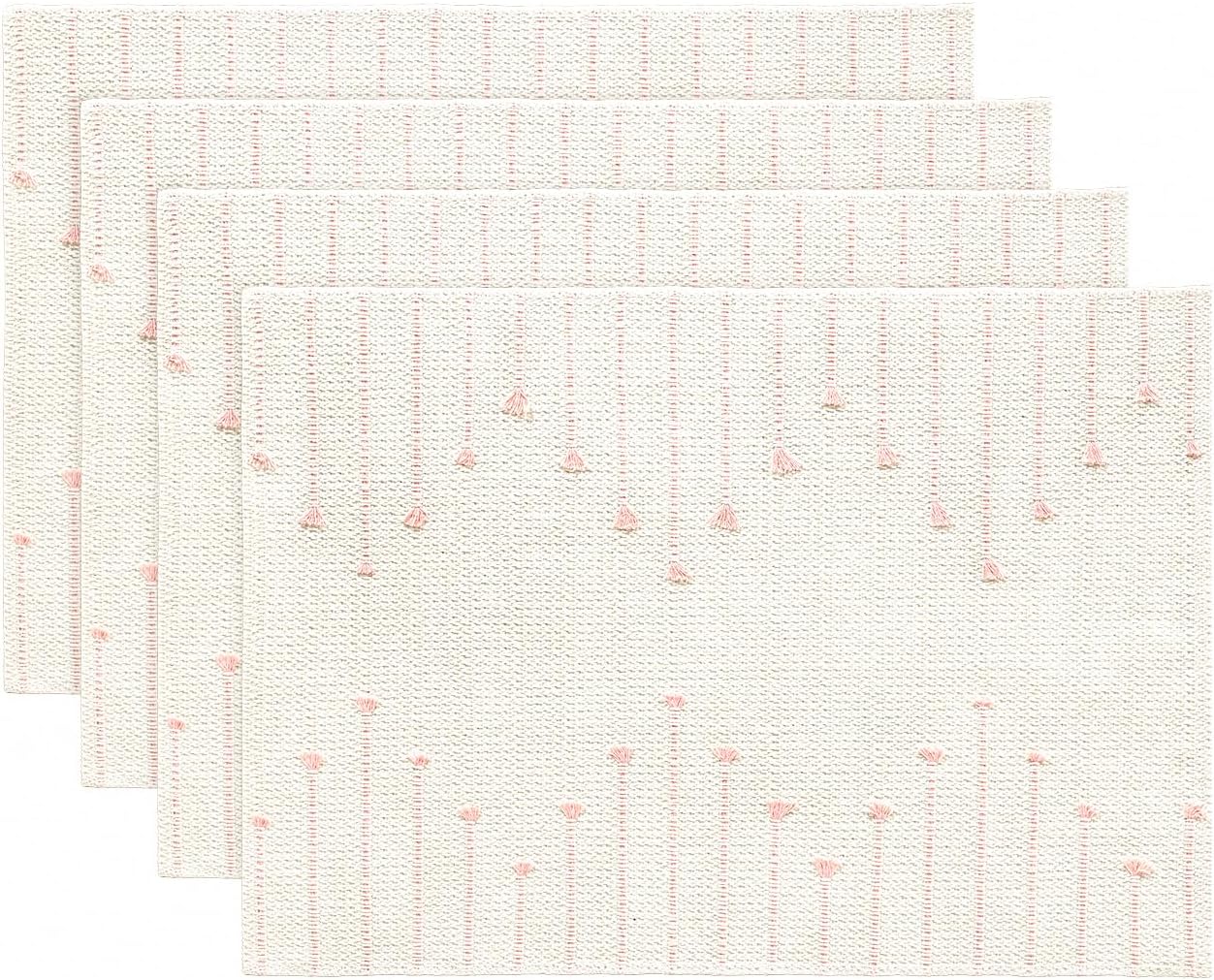 Artoid Mode Pink Farmhouse Woven Rustic Placemats Set of 4,12x18 Seasonal Holiday Macrame Burlap Kitchen Dining Table Decoration for Home Party Decor