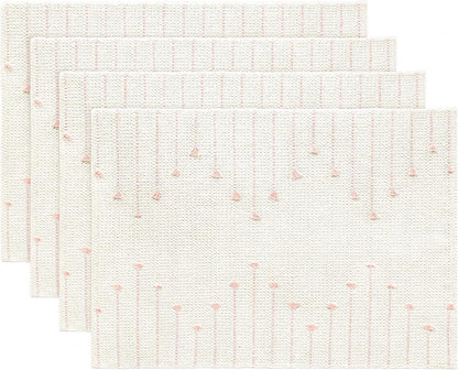 Artoid Mode Pink Farmhouse Woven Rustic Placemats Set of 4,12x18 Seasonal Holiday Macrame Burlap Kitchen Dining Table Decoration for Home Party Decor