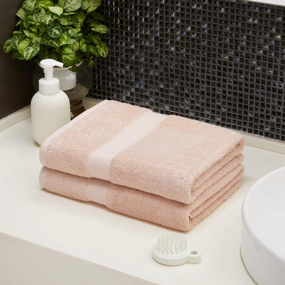 Amazon Basics Fade-Resistant 100% Cotton Bath Towel, Machine Washable, 30"x54", Blush Pink, 2-Pack