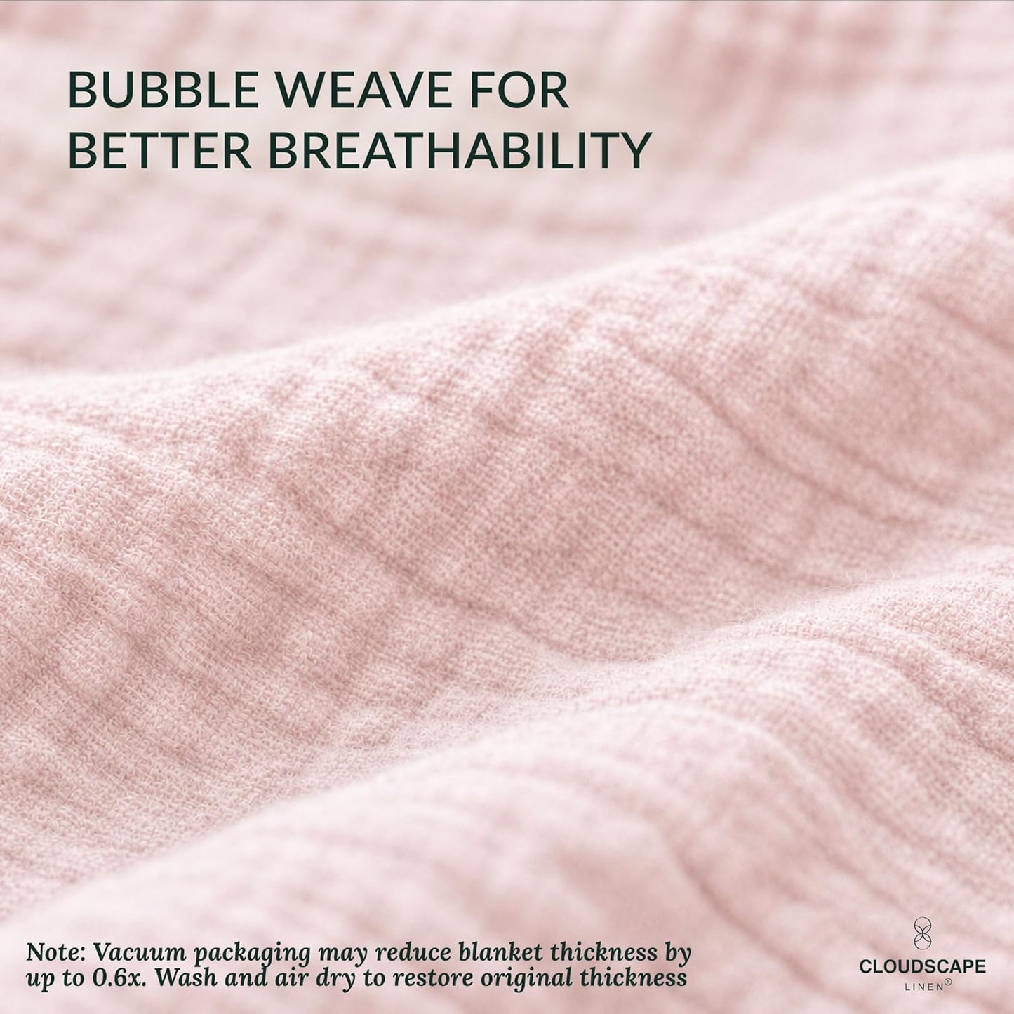 CLOUDSCAPE 4 Layer Muslin Blanket for Adults - 100% Cotton Blanket Queen Size Bedding, 92"x92" Fits Upto Full Size Bed, All-Season Lightweight Gauze Soft, Breathable Summer Blankets - Seashell Pink