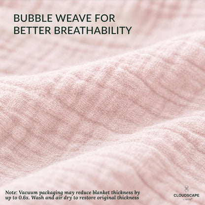 CLOUDSCAPE 4 Layer Muslin Blanket for Adults - 100% Cotton Blanket Queen Size Bedding, 92"x92" Fits Upto Full Size Bed, All-Season Lightweight Gauze Soft, Breathable Summer Blankets - Seashell Pink