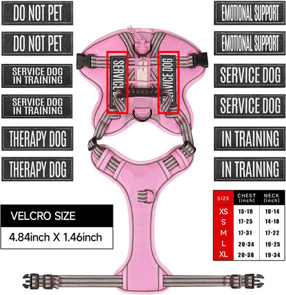 Service Dog Tactical Vest Harness and Leash Set Medium Sized Dog Emotional Support- Tactical Dog Harness Training Collar with Name (Pink, M)