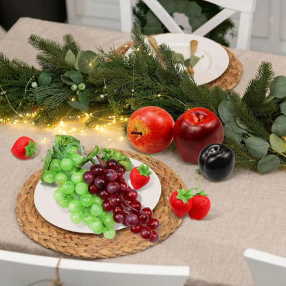 Fake Fruits Pack, Artificial Fruits Decoration Lifelike Fake Mixture Fruits for Home Decor, Simulation Faux Fruit Prop for Photoshoot, Artificial Apples Peaches Grapes Strawberries, 13 Pieces/Set