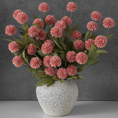 VIERENA 6 Pcs Faux Silk Pompon Mum Artificial Flowers for Vase -27", Bulk Fake Chrysanth Branches with Stems for DIY Bouquet Centerpieces Wedding Fillers Arrangements Shower Decorations (Dusty Pink)