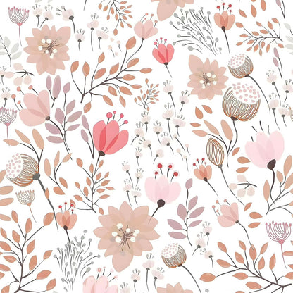 VEELIKE Soft Pastel Pink Floral Wallpaper Stick and Peel Boho Floral Peel and Stick Wallpaper for Bathroom Girls Room Nursery 17.7''x354'' Removable Prepasted Wallpaper Floral Contact Paper for Walls